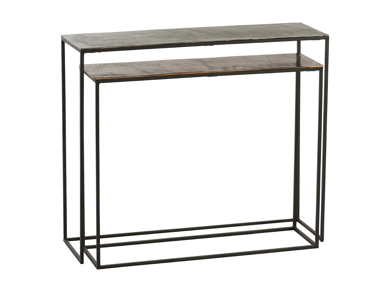 Set van 2 rechthoekige zwarte aluminium consoles Fifi L 100 cm