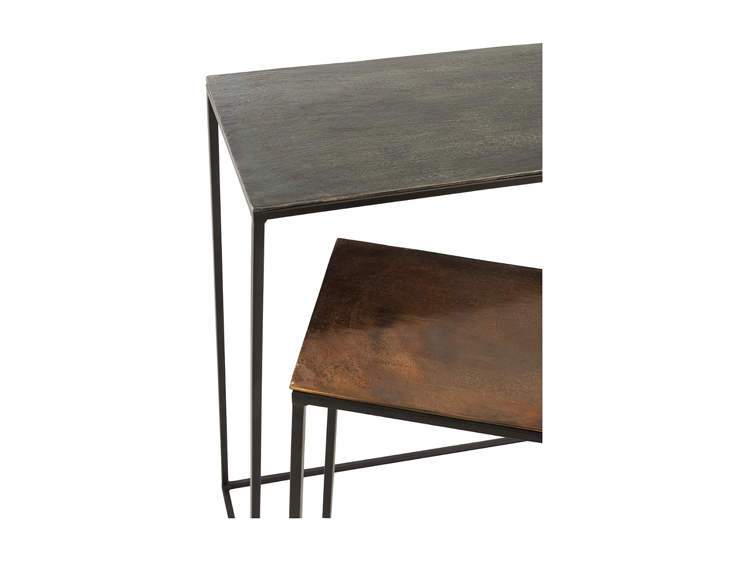 Set van 2 rechthoekige zwarte aluminium consoles Fifi L 100 cm