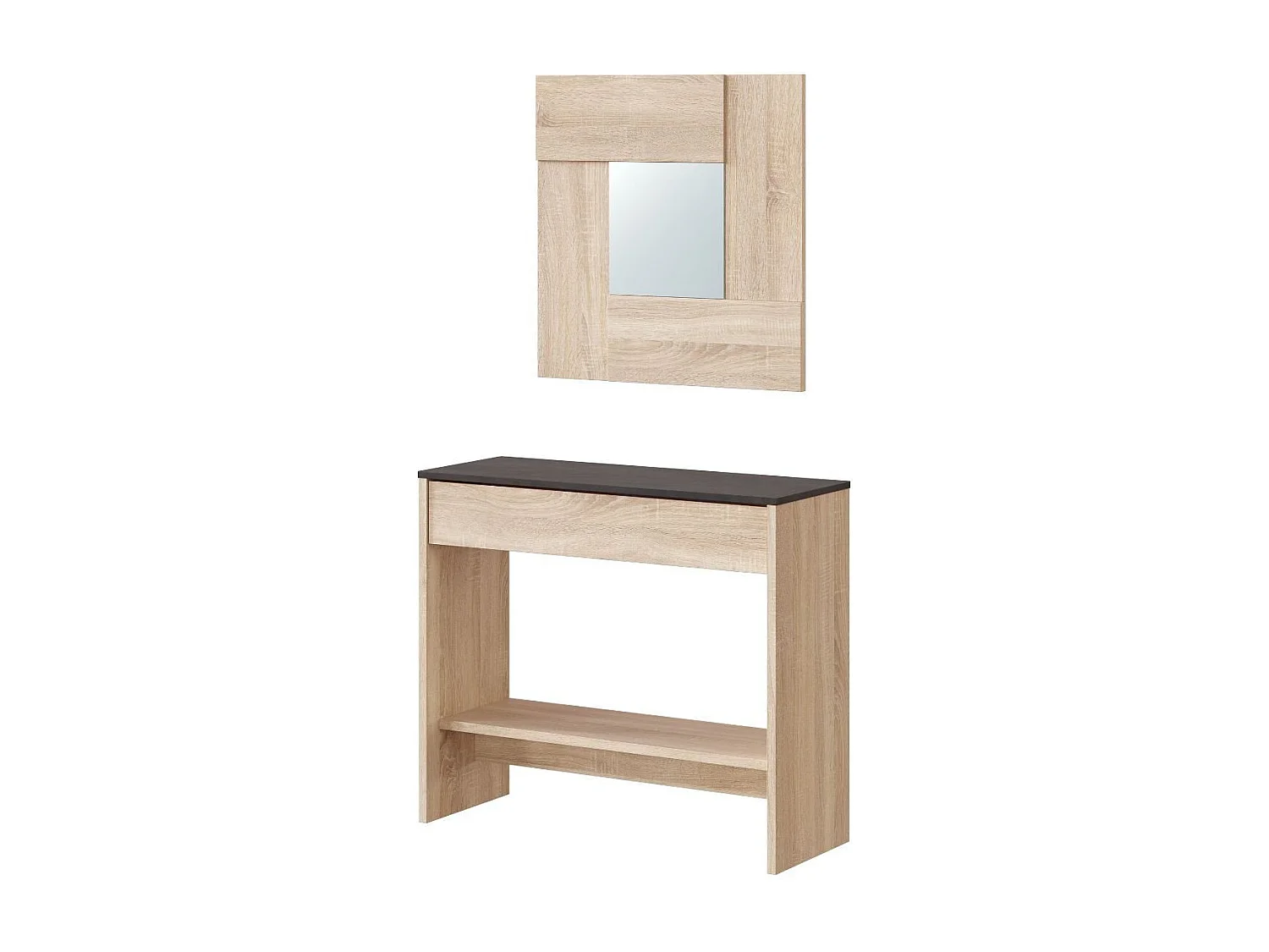 Consola de entrada com espelho Oxys - Carvalho Canadiano - Design Moderno - Fabricado em Espanha