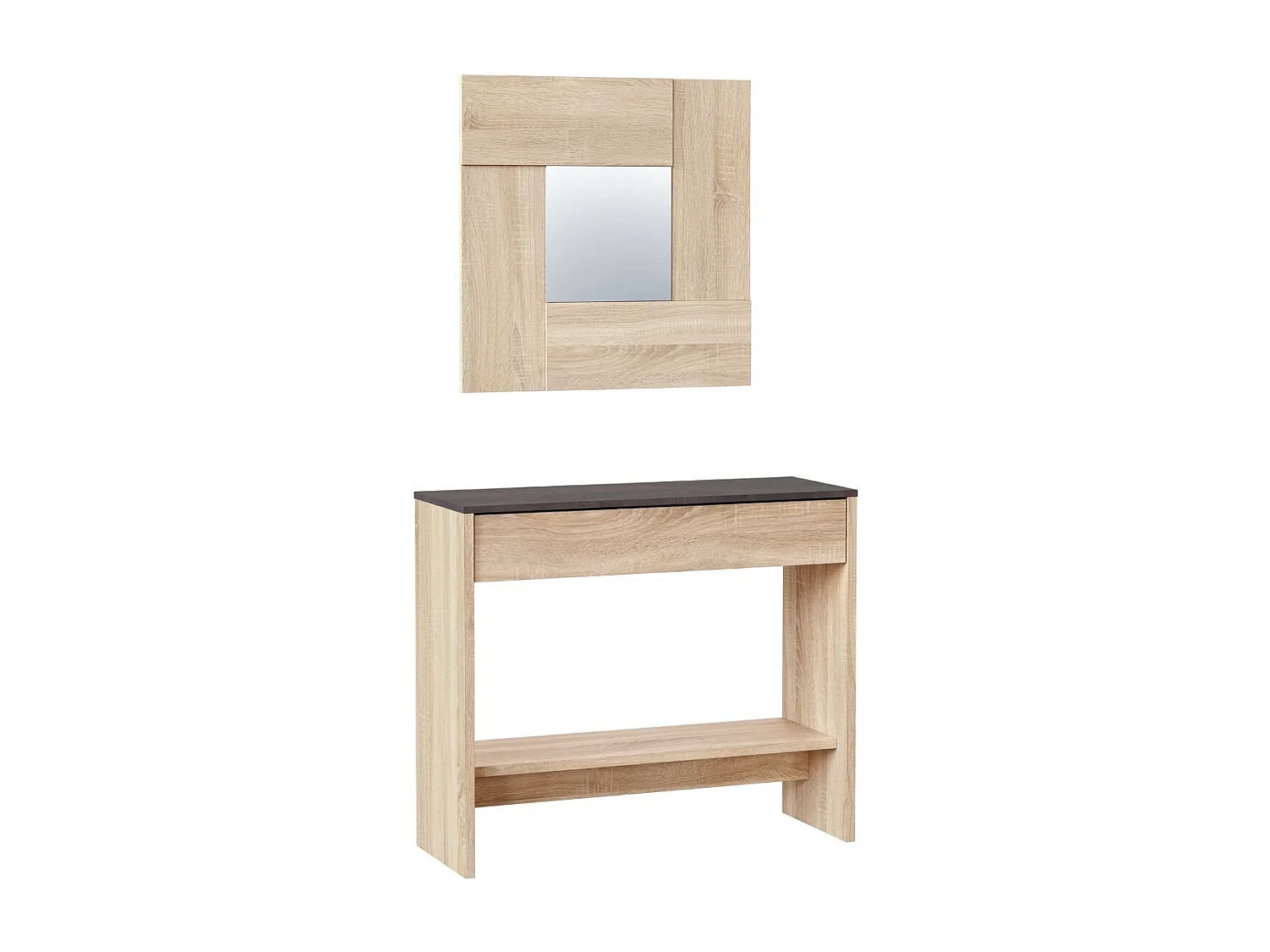 Consola de entrada com espelho Oxys - Carvalho Canadiano - Design Moderno - Fabricado em Espanha