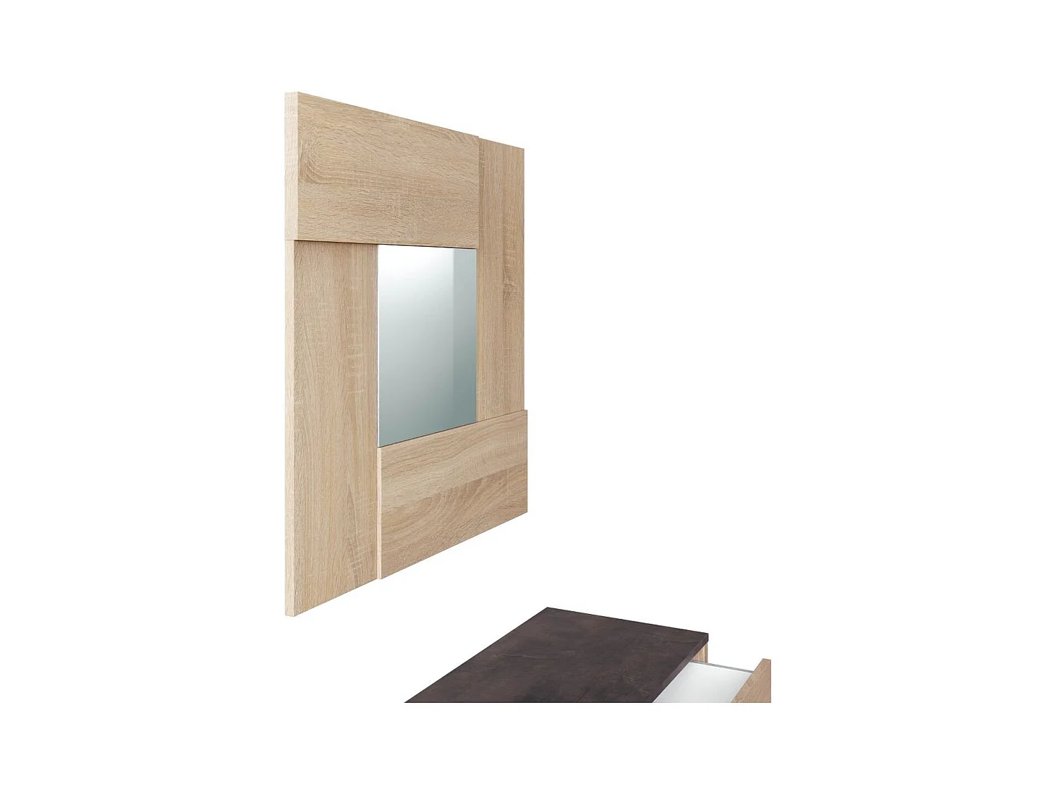 Eingangskonsole mit Spiegel Oxys - Kanadische Eiche - Modernes Design - Hergestellt in Spanien