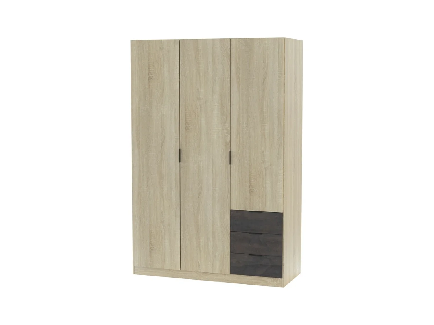 Armario LC 3 puertas + 3 cajones roble/oxido 180x121x52 cm