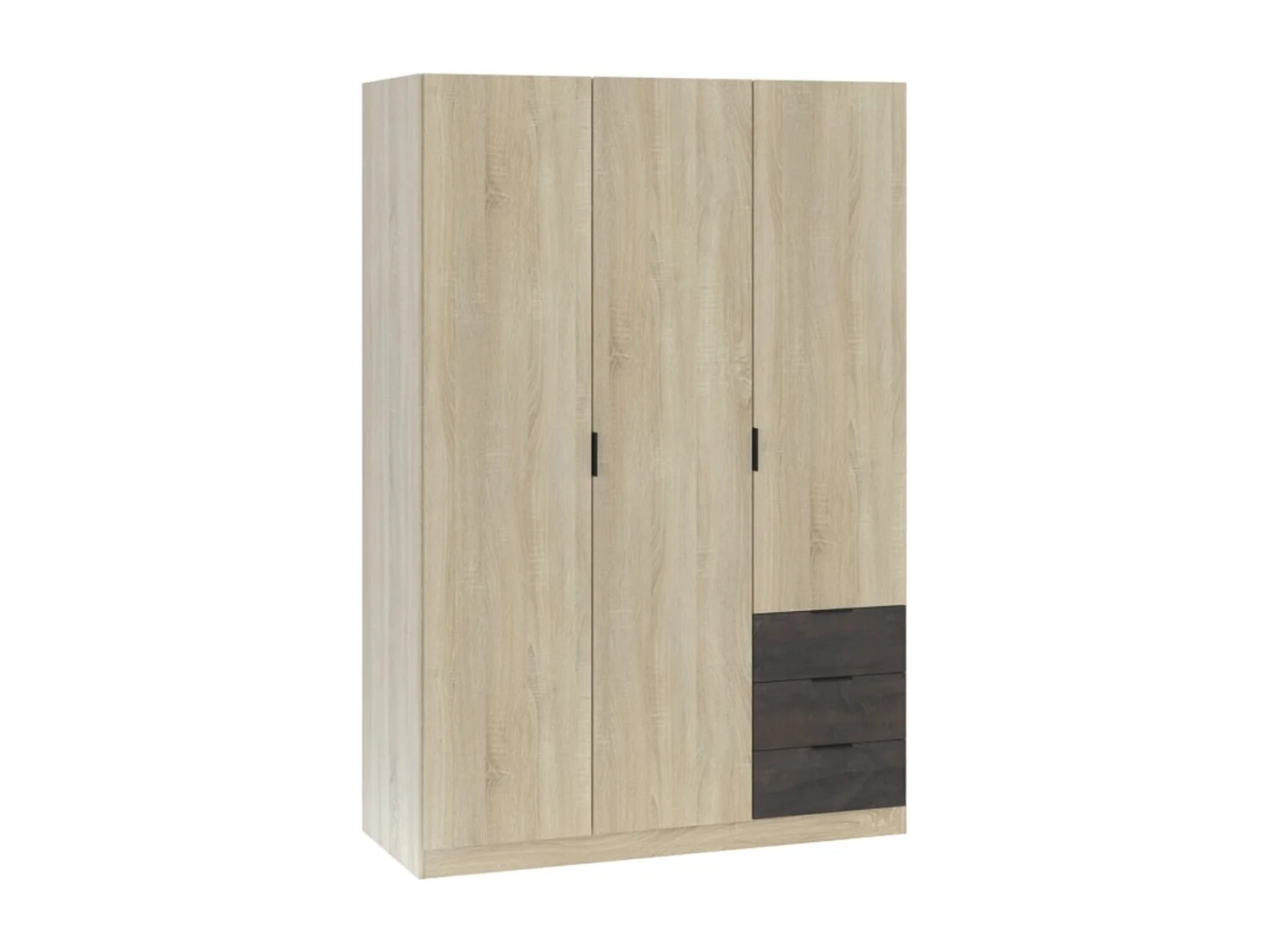 Armario LC 3 puertas + 3 cajones roble/oxido 180x121x52 cm