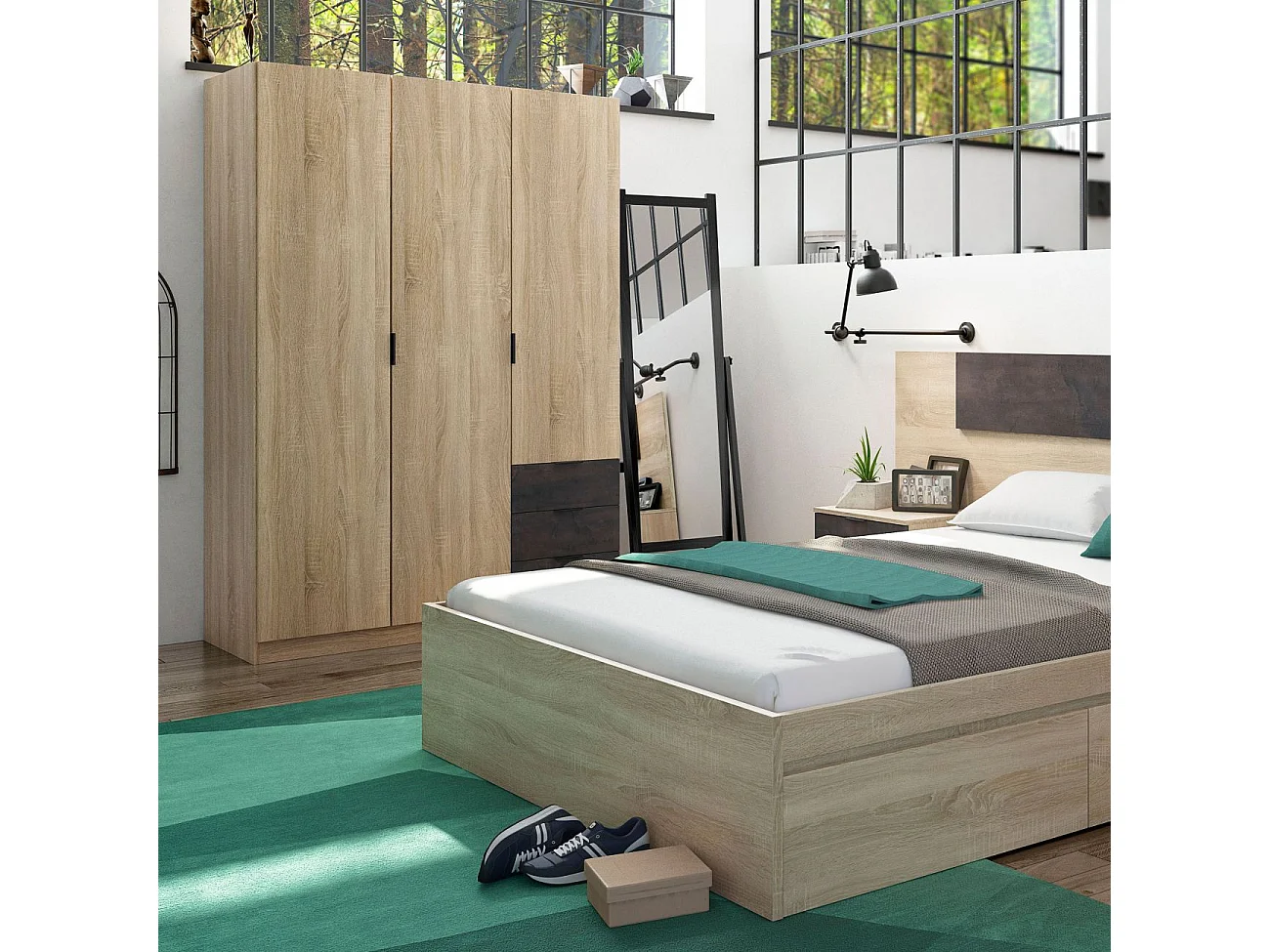 Roupeiro de baixo custo 3 portas 3 gavetas