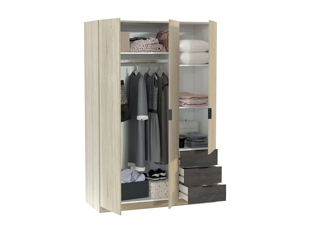 Roupeiro de baixo custo 3 portas 3 gavetas