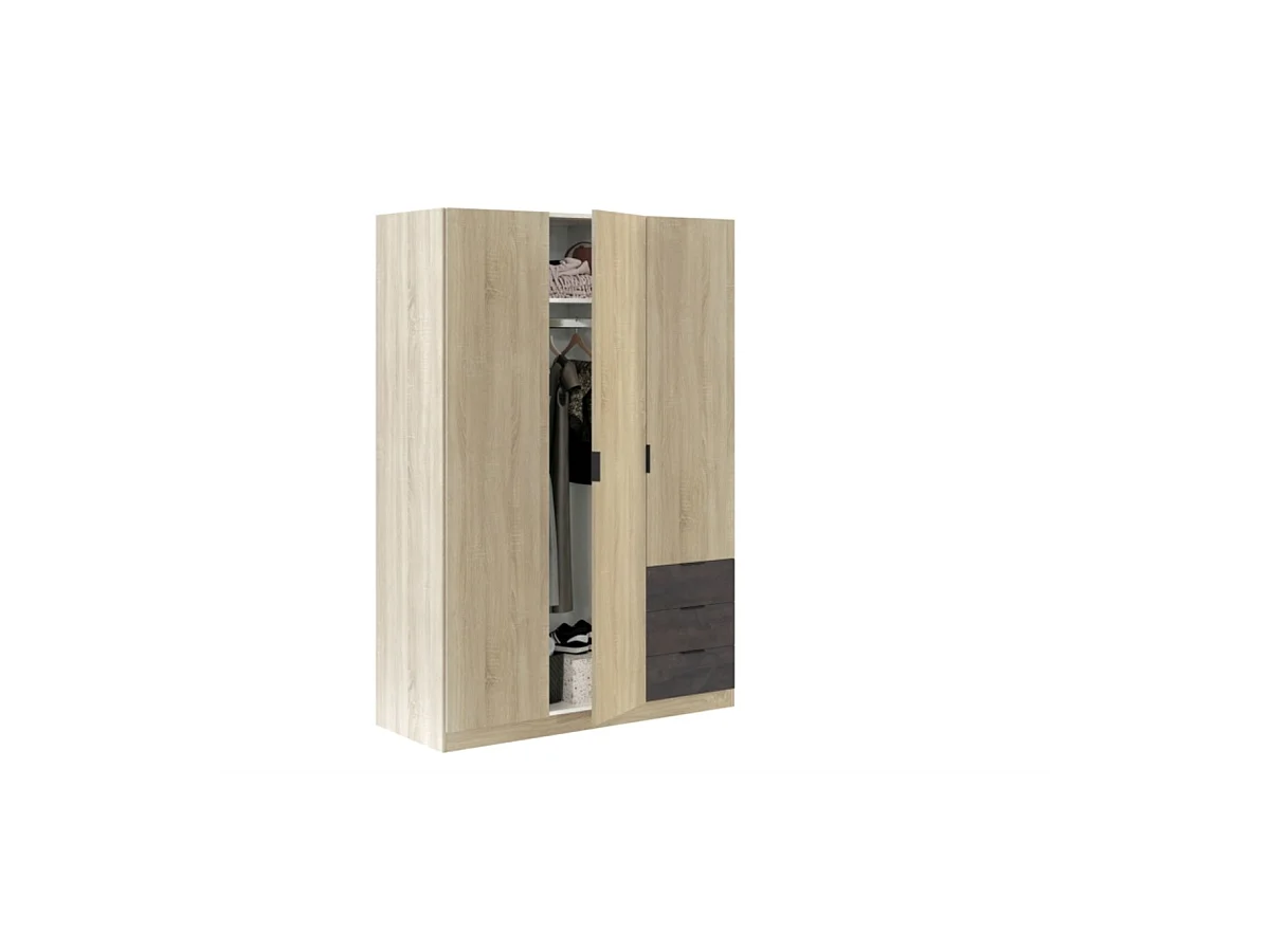 Armoire 3 portes + 3 tiroirs L121 x H180 cm