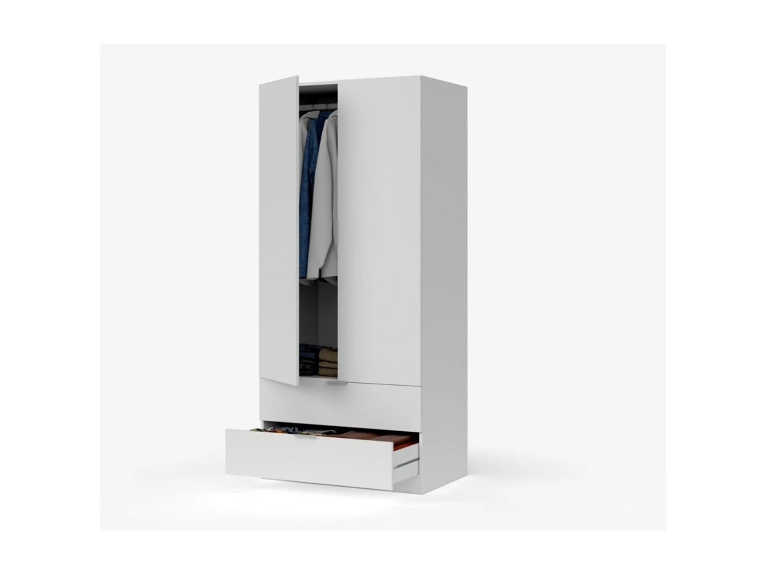 Armoire penderie 2 portes + 2 tiroirs L81 x H180 cm