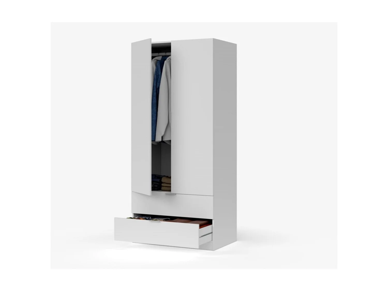 Armadio 2 porte 2 cassetti truciolato bianco 180x81,5x52cm