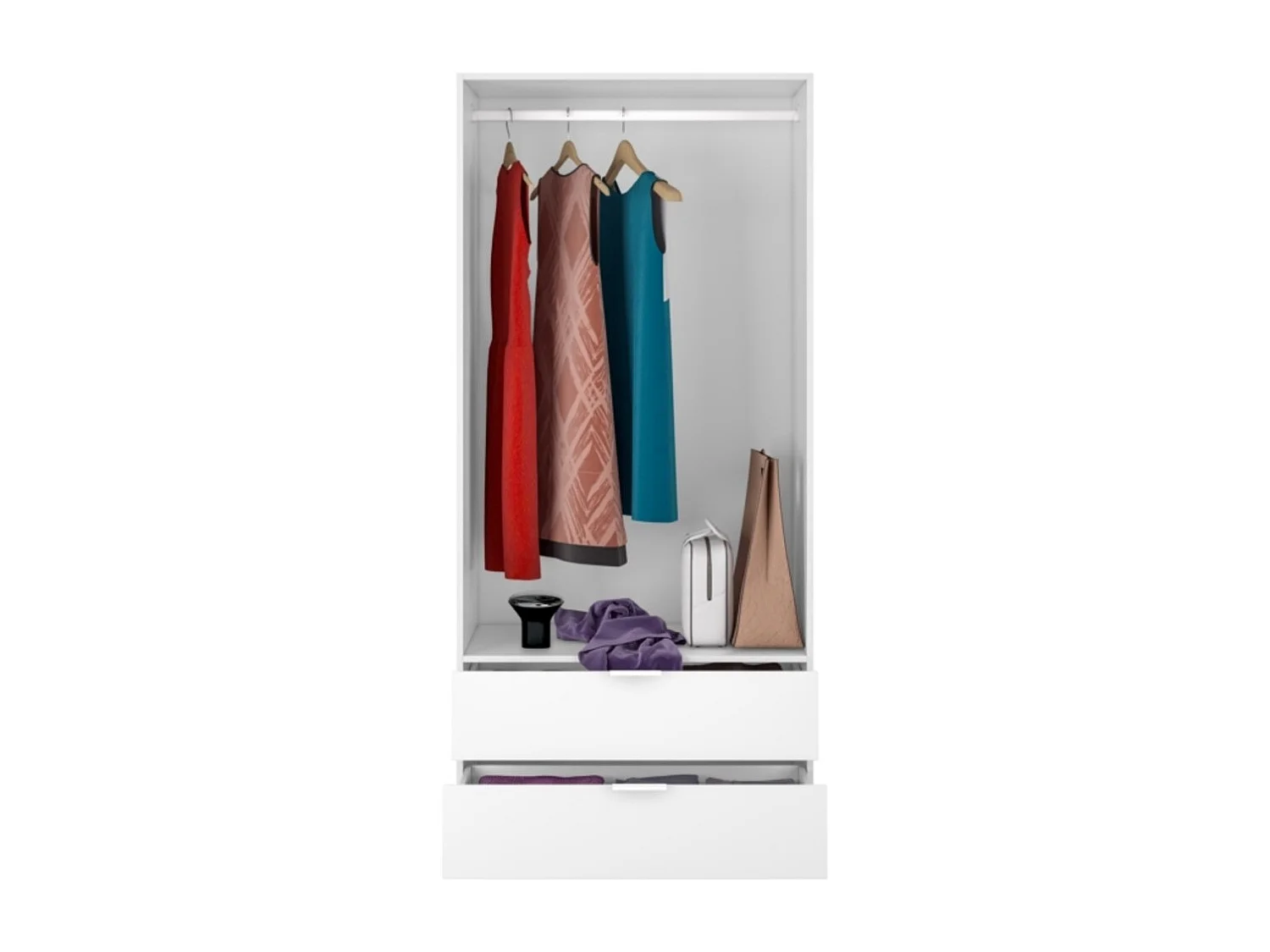 Armadio 2 porte 2 cassetti truciolato bianco 180x81,5x52cm