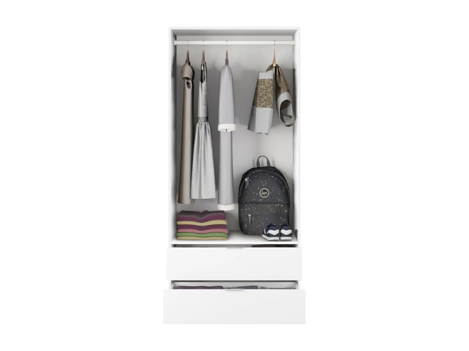 Armadio 2 porte 2 cassetti truciolato bianco 180x81,5x52cm