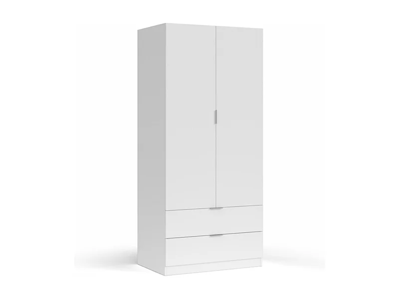 Armadio 2 porte 2 cassetti truciolato bianco 180x81,5x52cm