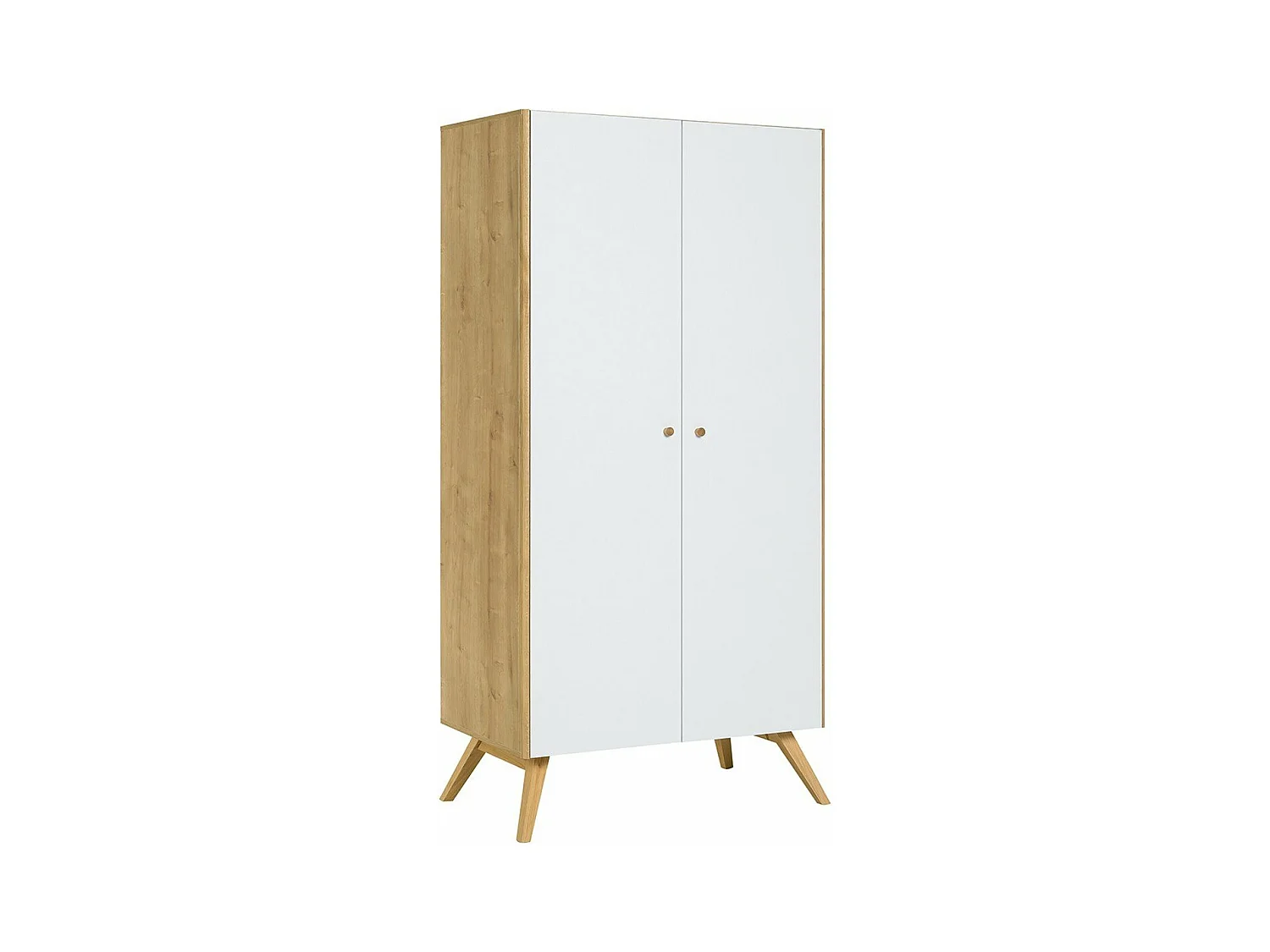 Armoire 2 portes avec penderie et 7 niches L101 cm - NATURE