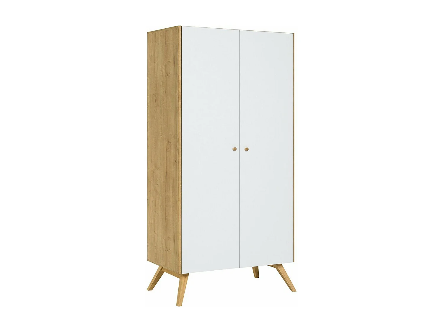 Armoire 2 portes avec penderie et 7 niches L101 cm - NATURE