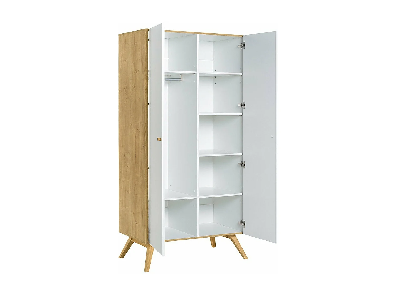 Armoire 2 portes avec penderie et 7 niches L101 cm - NATURE