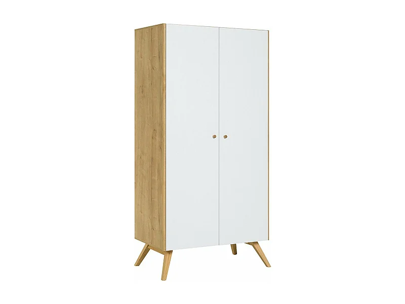Armoire 2 portes avec penderie et 7 niches L101 cm - NATURE