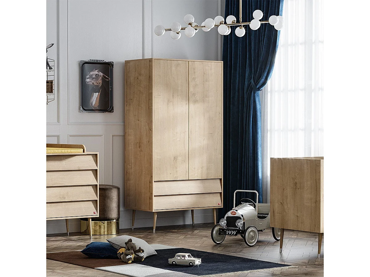 Armoire 2 Portes 2 Tiroirs L100 x H191 cm - Bosque