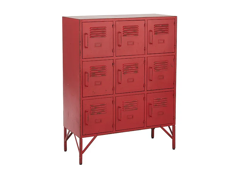 Armoire 9 Portes en Métal Rouge