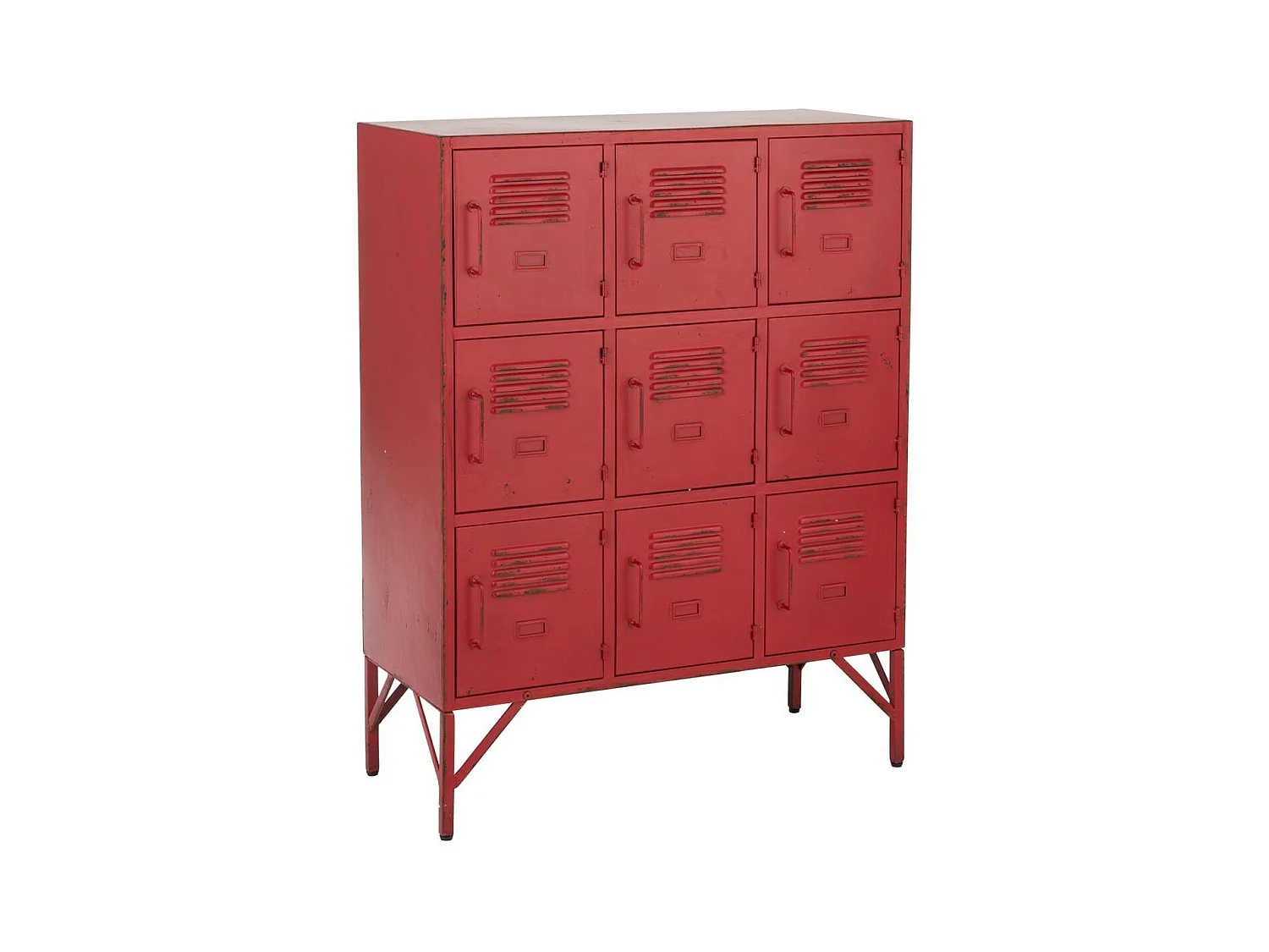 Armoire 9 Portes en Métal Rouge