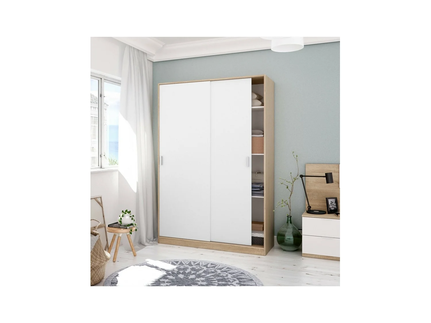 Penderie design 2 portes coulissantes L120 x H200 cm