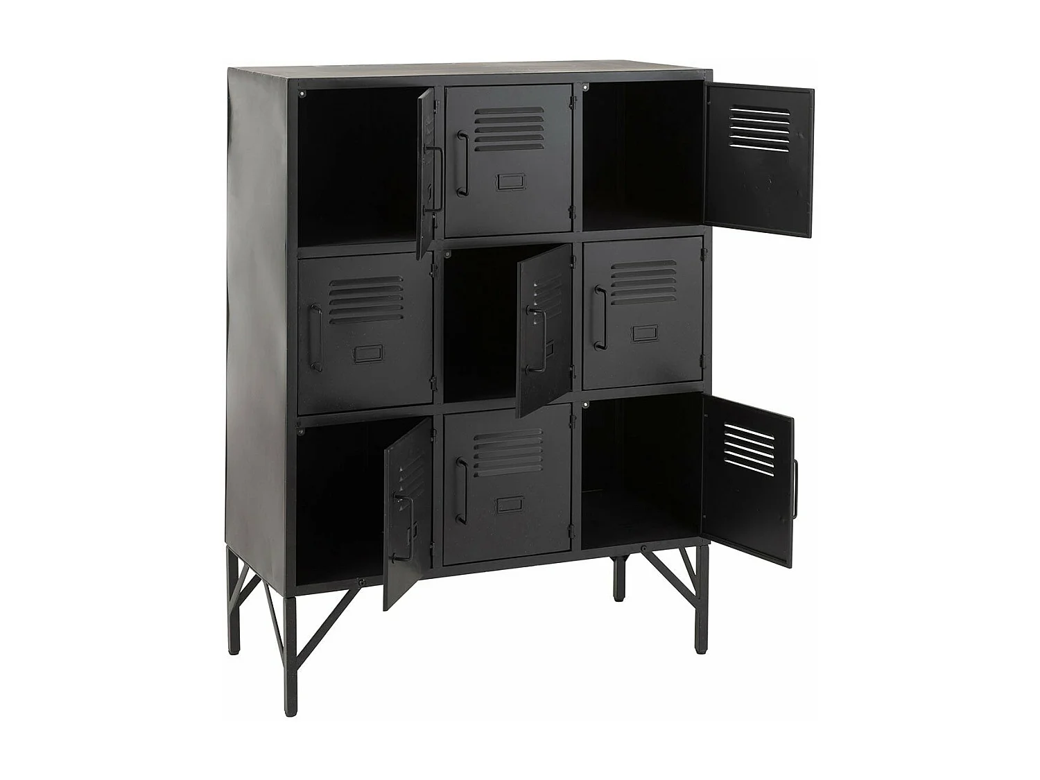 Armoire 9 Portes Métal Noir