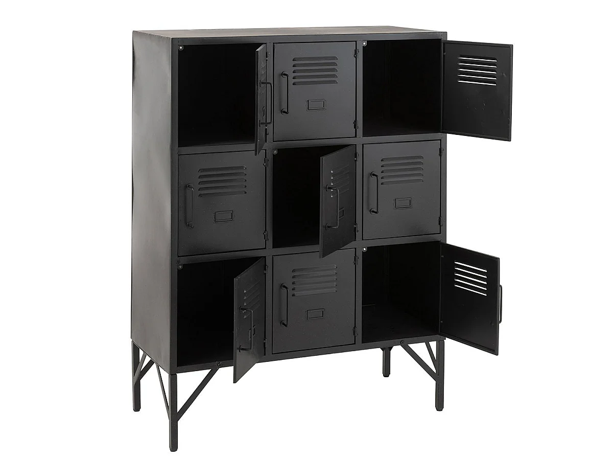 Armario 9 puertas metal negro