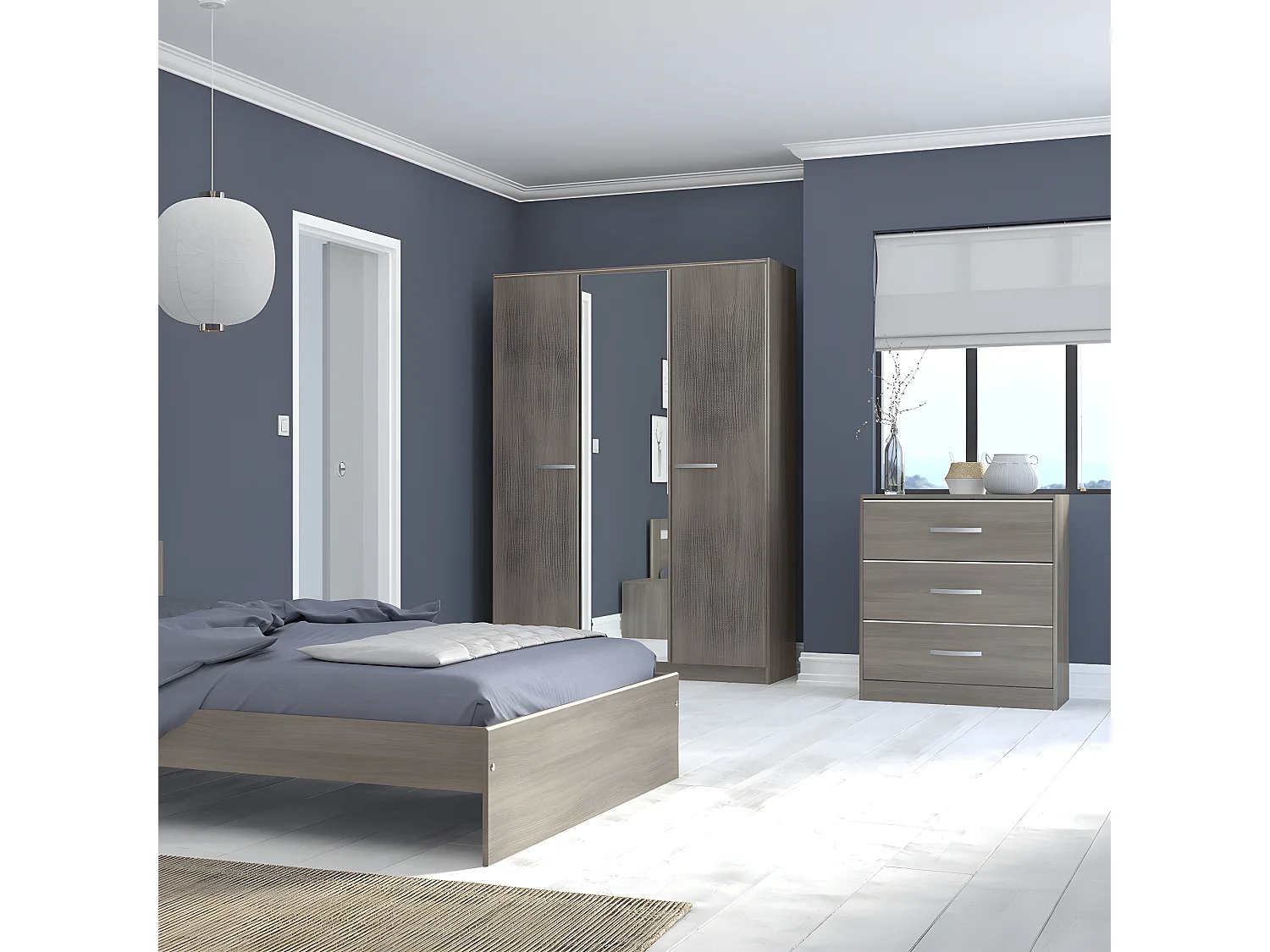 Armoire 3 Portes avec Miroir Centrale L139 cm - Evo II