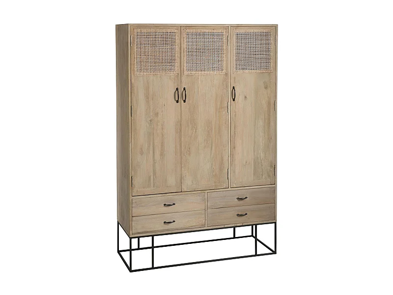 Armario de 3 puertas Azura de madera maciza de mango claro L 115 cm