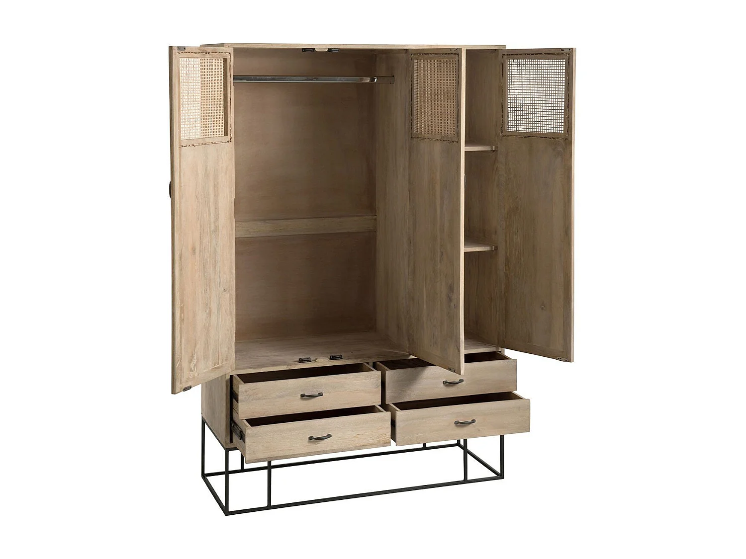 Armario de 3 puertas Azura de madera maciza de mango claro L 115 cm