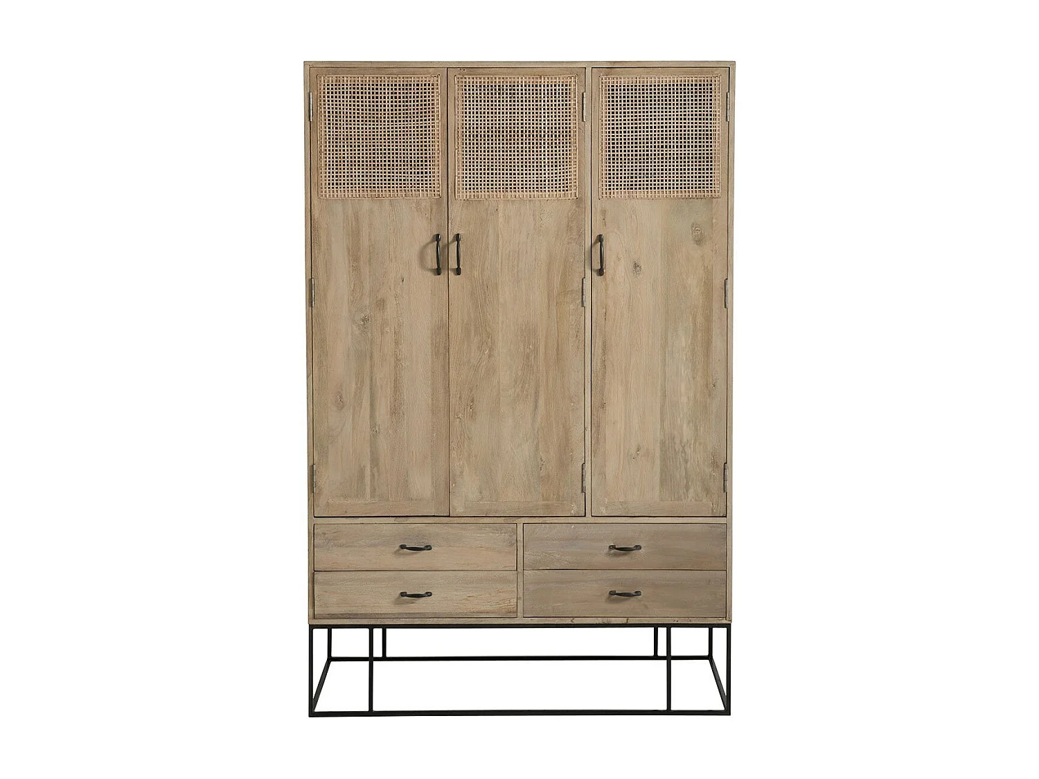 Armario de 3 puertas Azura de madera maciza de mango claro L 115 cm
