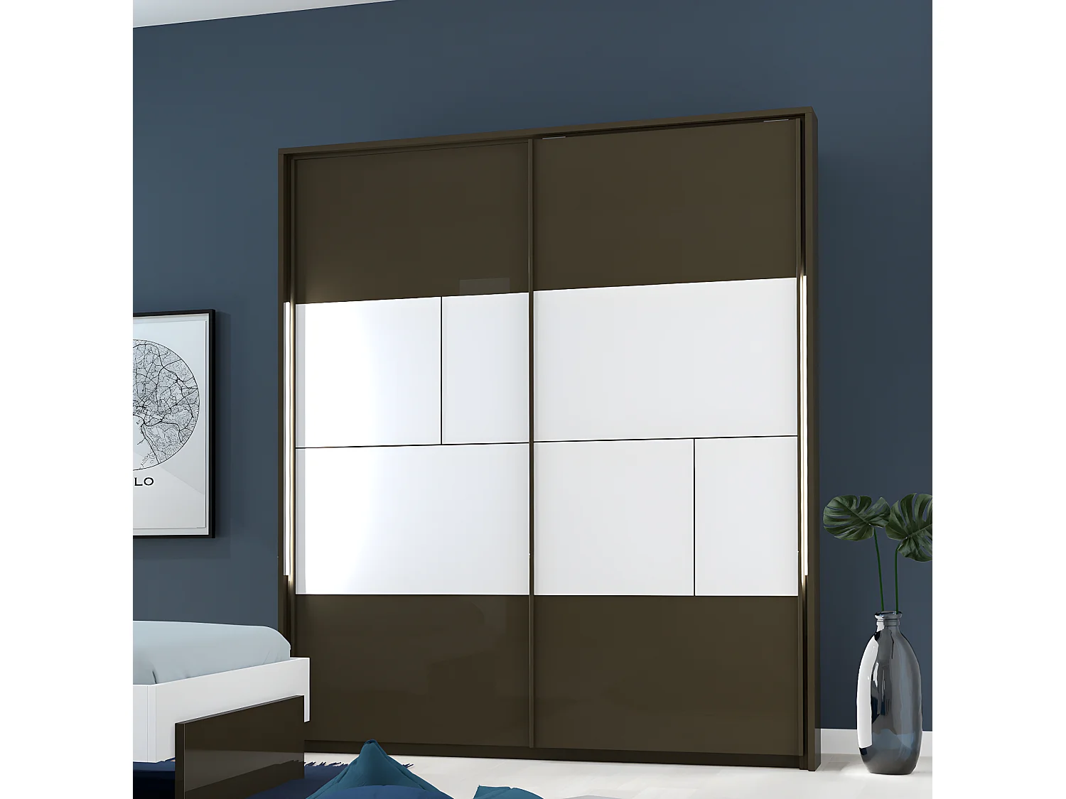 Dressing 2 portes coulissantes L180 x H215 cm - Prado