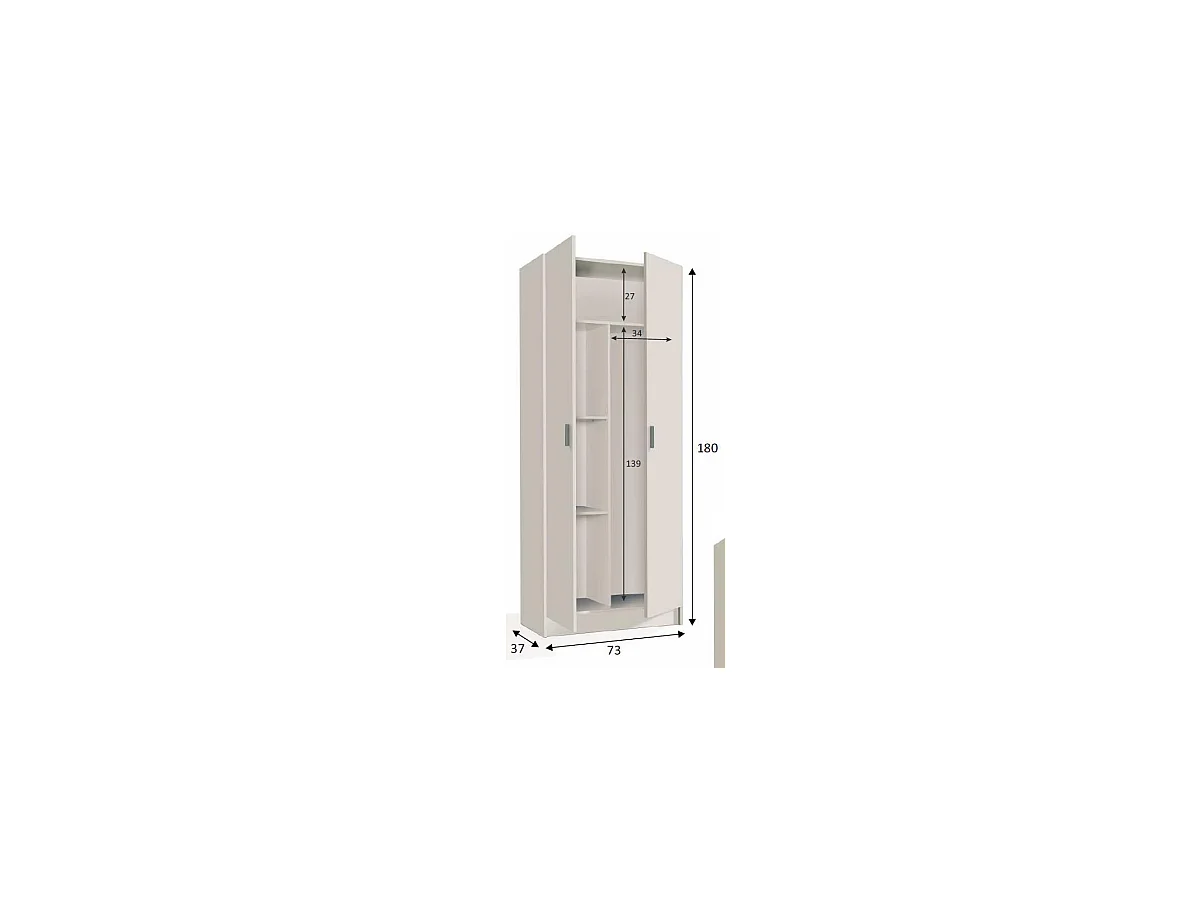 Armário multiusos 2 portas 3 zonas Blanco