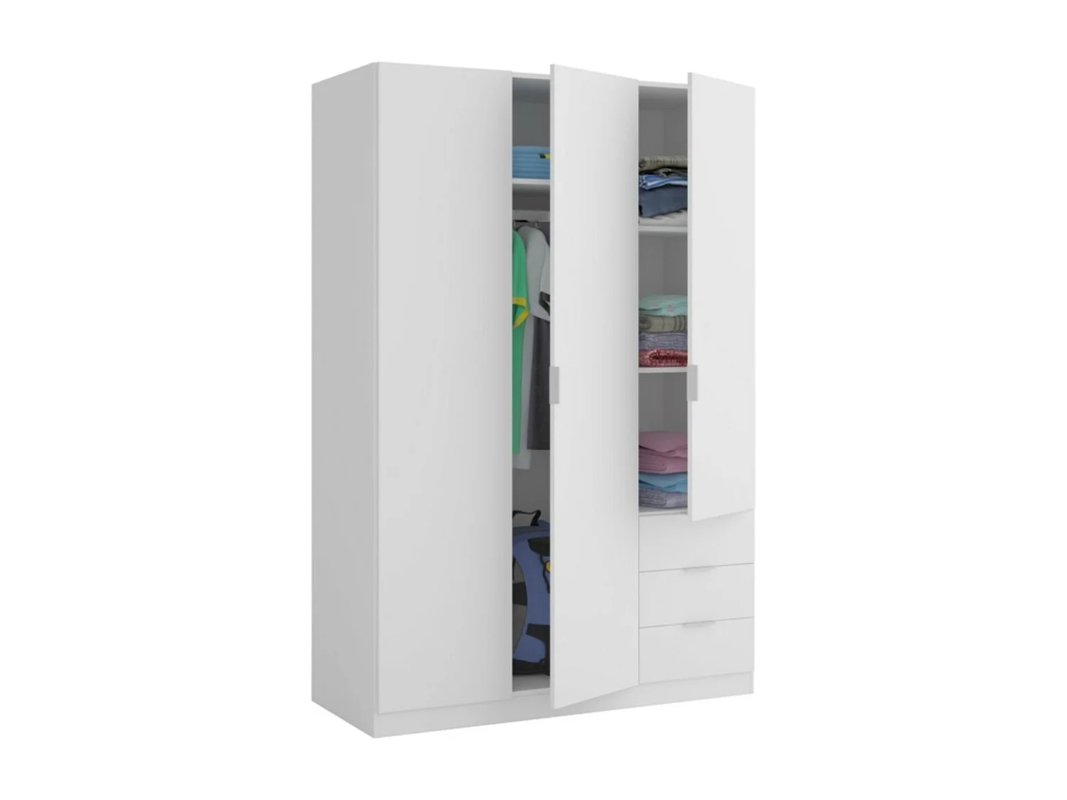 Roupeiro de baixo custo 3 portas 3 gavetas Blanco