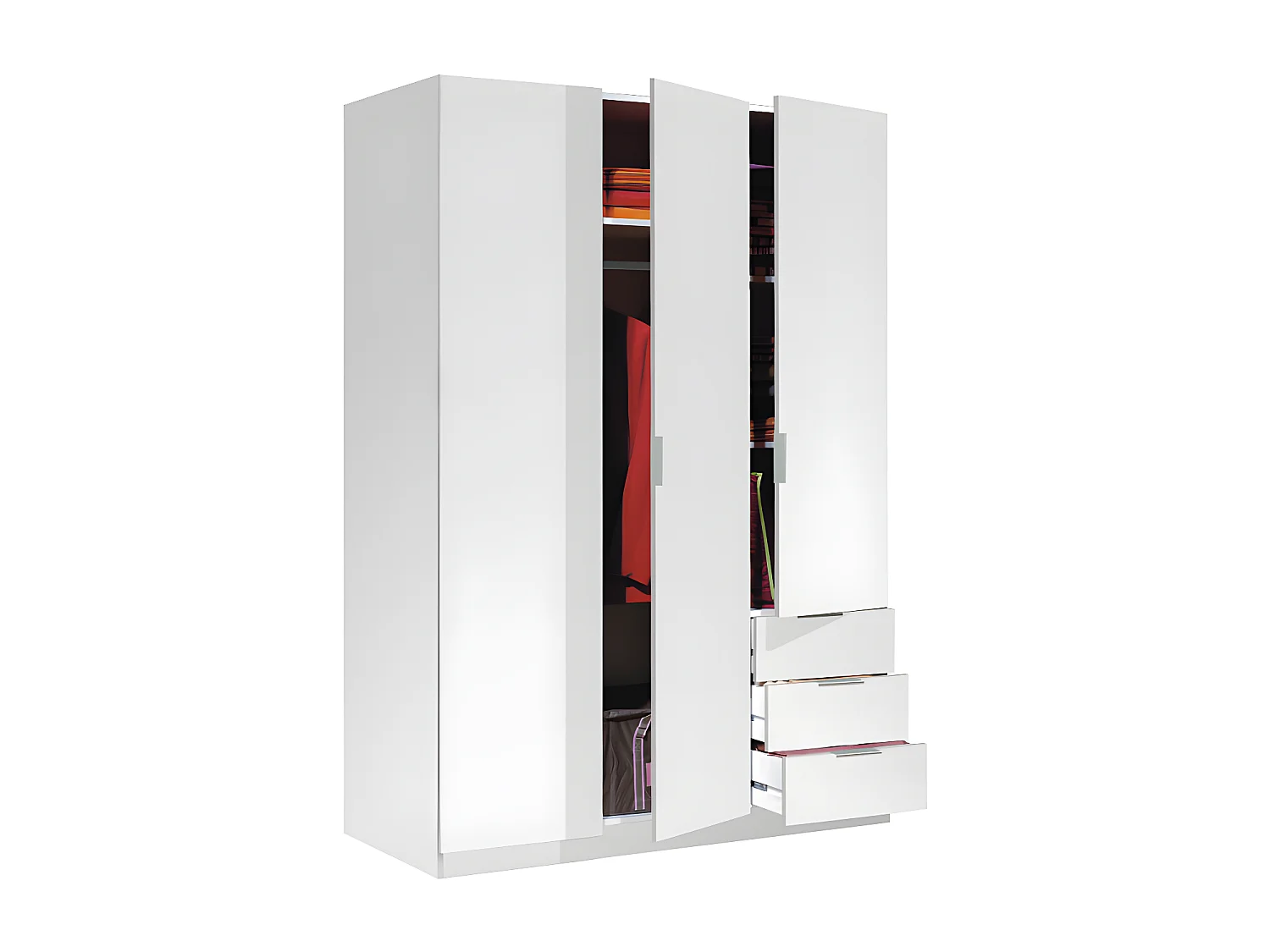 Roupeiro de baixo custo 3 portas 3 gavetas Blanco