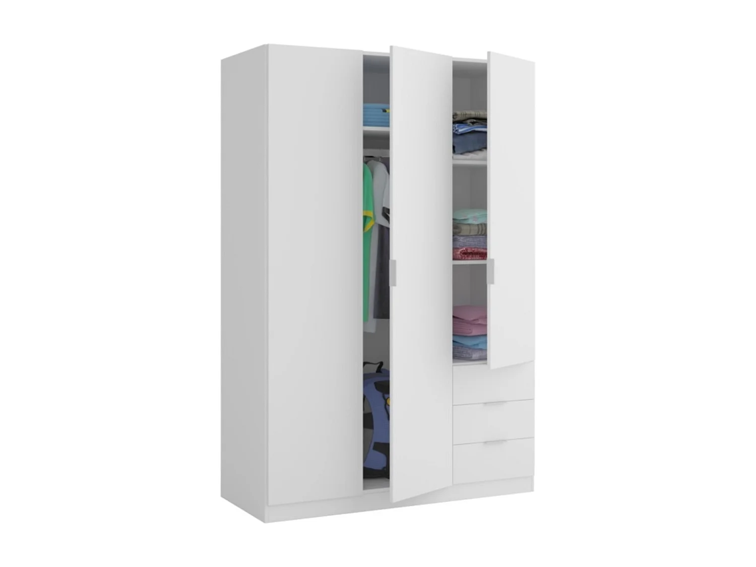 Armario LC 3 puertas + 3 cajones blanco 180x121x52 cm