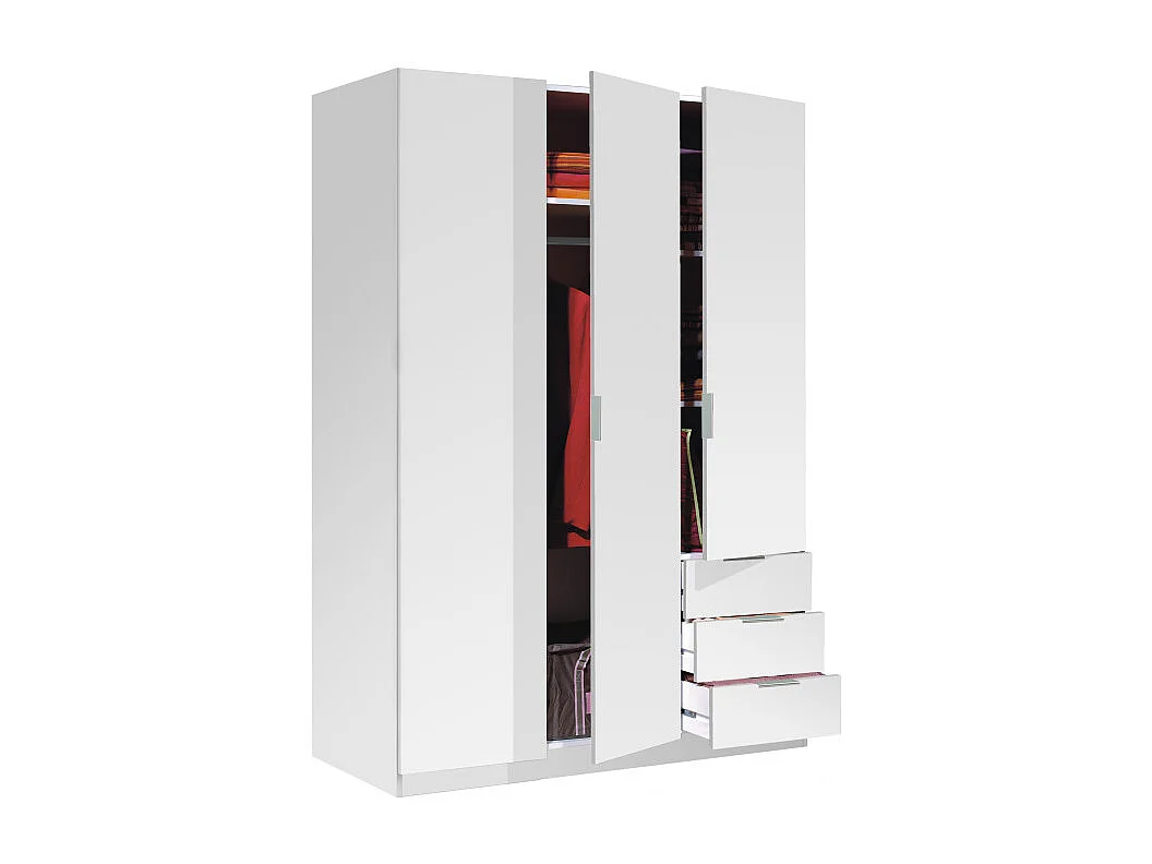 Schrank mit 3 Türen und 3 Schubladen, weiß, H180 cm - NOÉ
