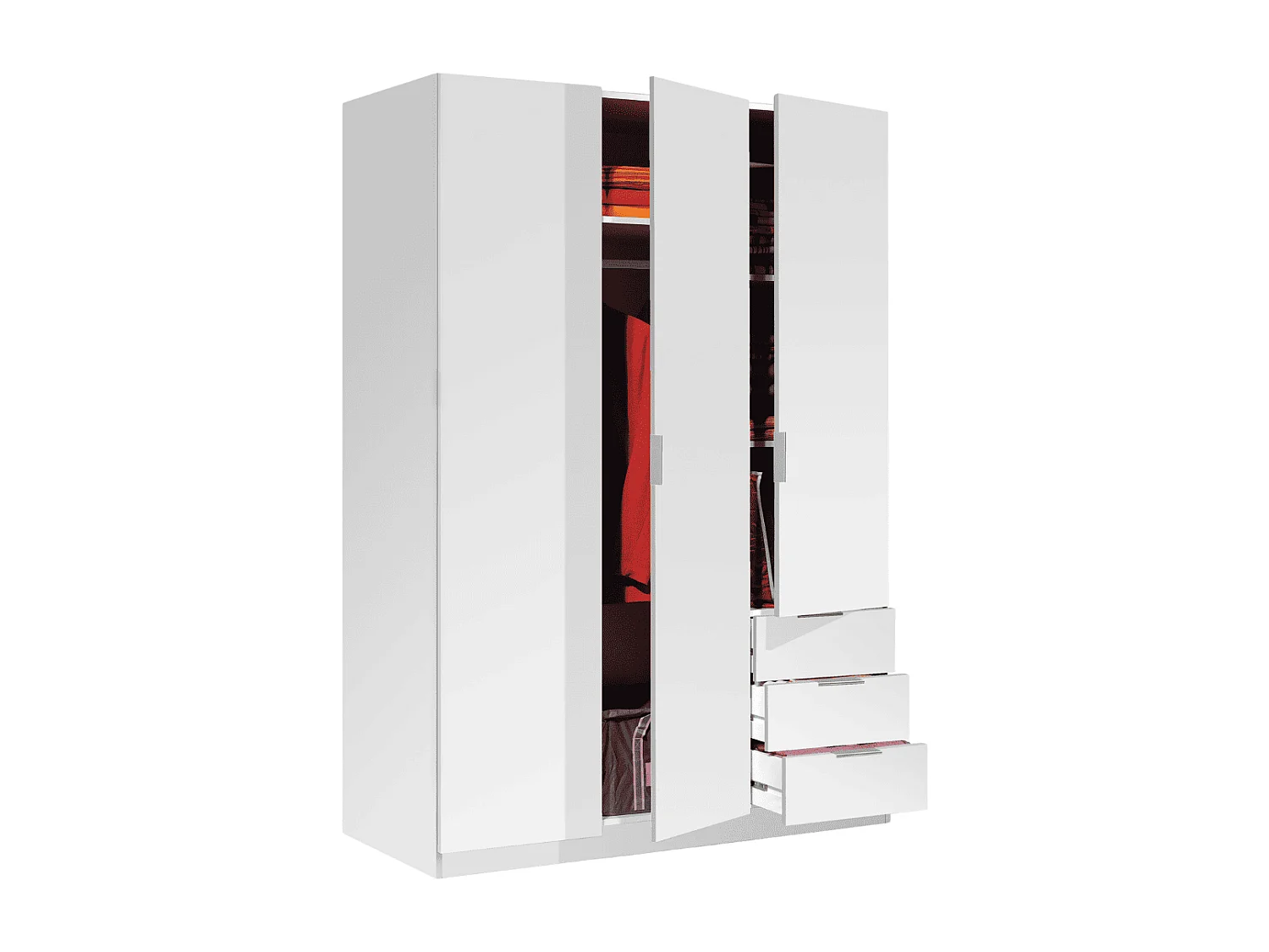 Schrank mit 3 Türen und 3 Schubladen, weiß, H180 cm - NOÉ