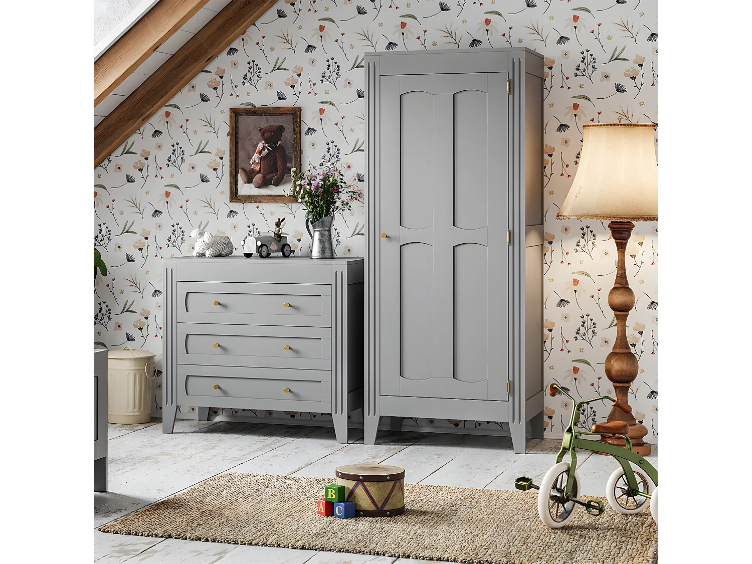 Schrank mit Regal, Kleiderstange und 1 Tür, L80.5 x H196.8 cm - Milenne