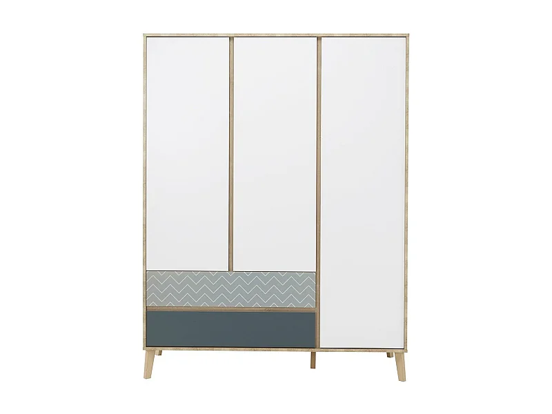 Armario con 3 puertas y 2 cajones Larvik - Fabricación francesa