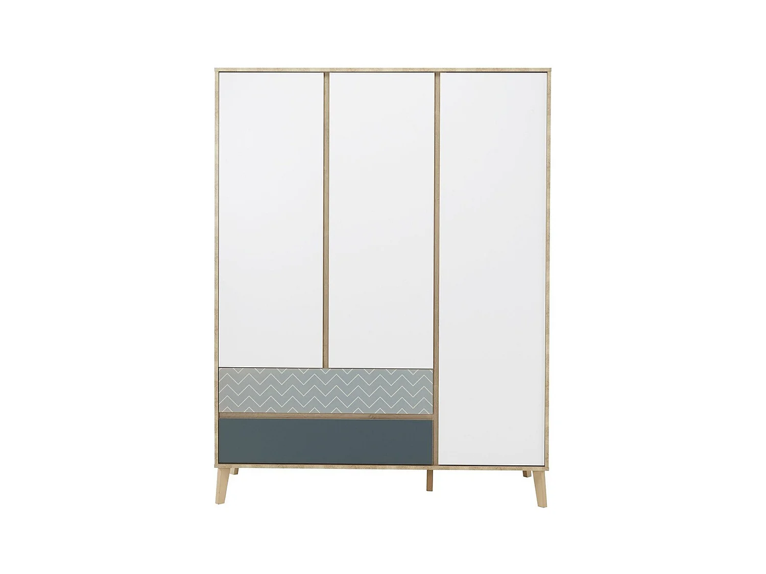 Armoire 3 portes 2 tiroirs Larvik - Fabrication Française