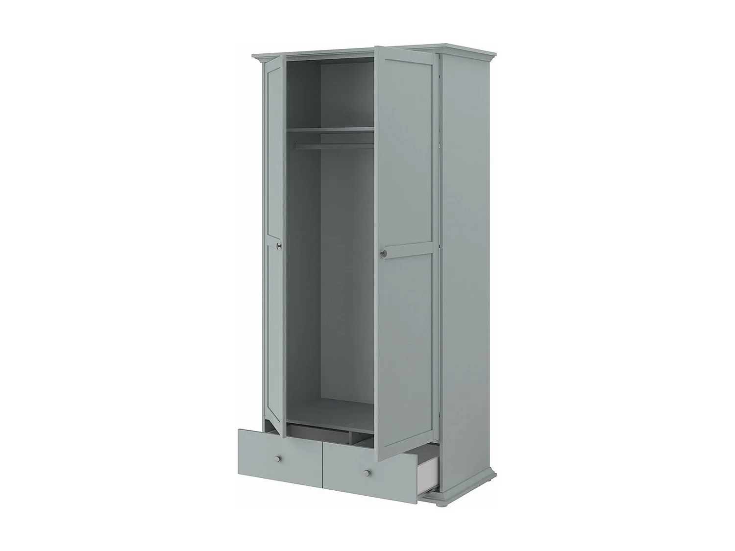 Armoire 2 portes 2 tiroirs avec Penderie L104 cm - Margaux
