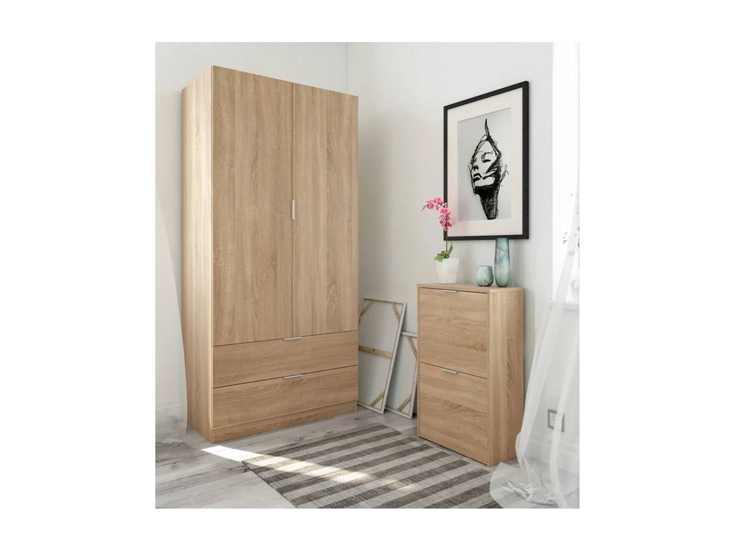 Armario ropero FANNY L81 x H180 cm Madera Escandinava Moderna