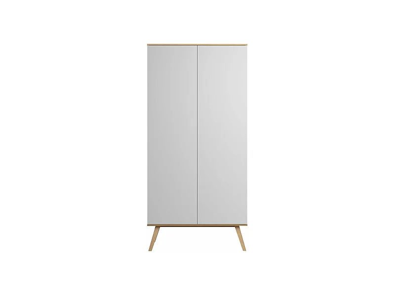 Armoire 2 Portes avec Penderie et 8 Étagères L100 x H207cm - Nature