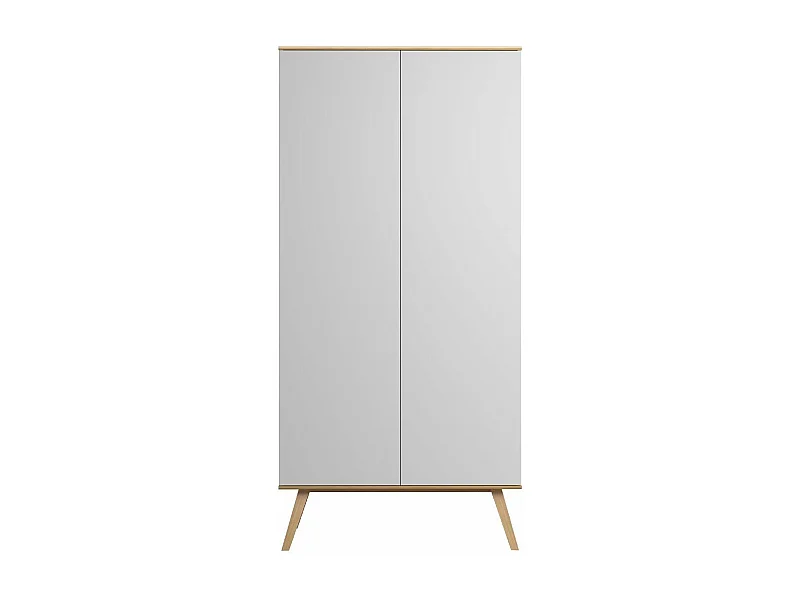Armoire 2 Portes avec Penderie et 8 Étagères L100 x H207cm - Nature