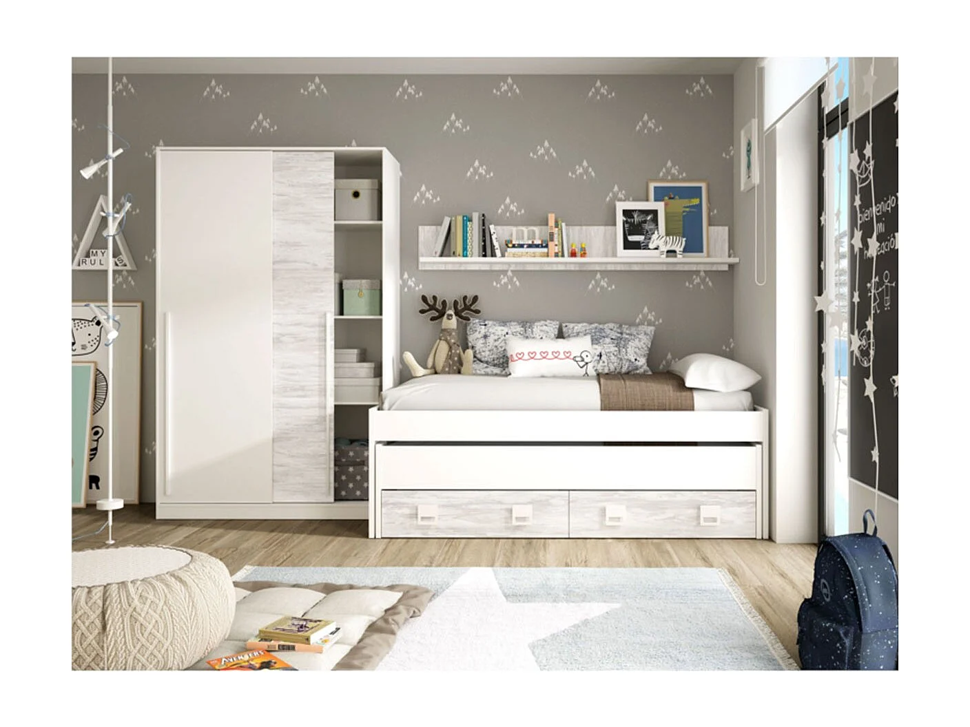 Kleiderschrank 2 Schiebetüren weißes 200x120x50cm