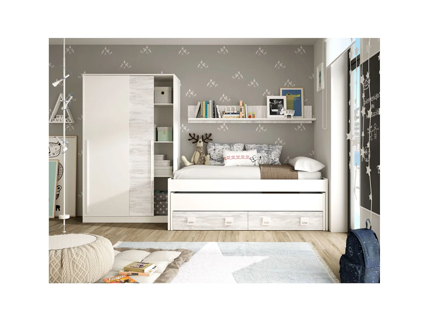 Armoire 2 Portes Coulissantes avec Penderie L120 x H200 cm