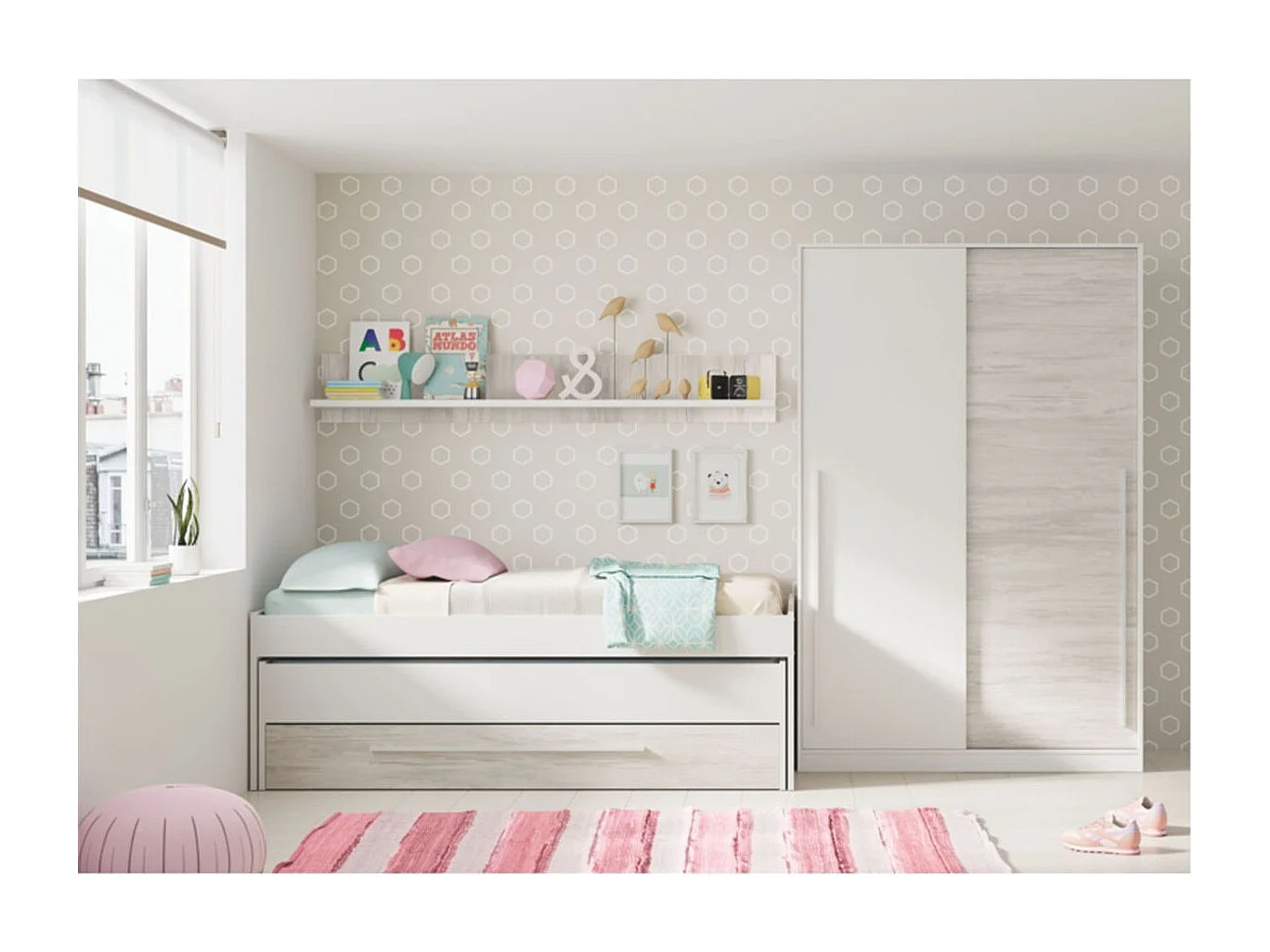 Armoire 2 Portes Coulissantes avec Penderie L120 x H200 cm