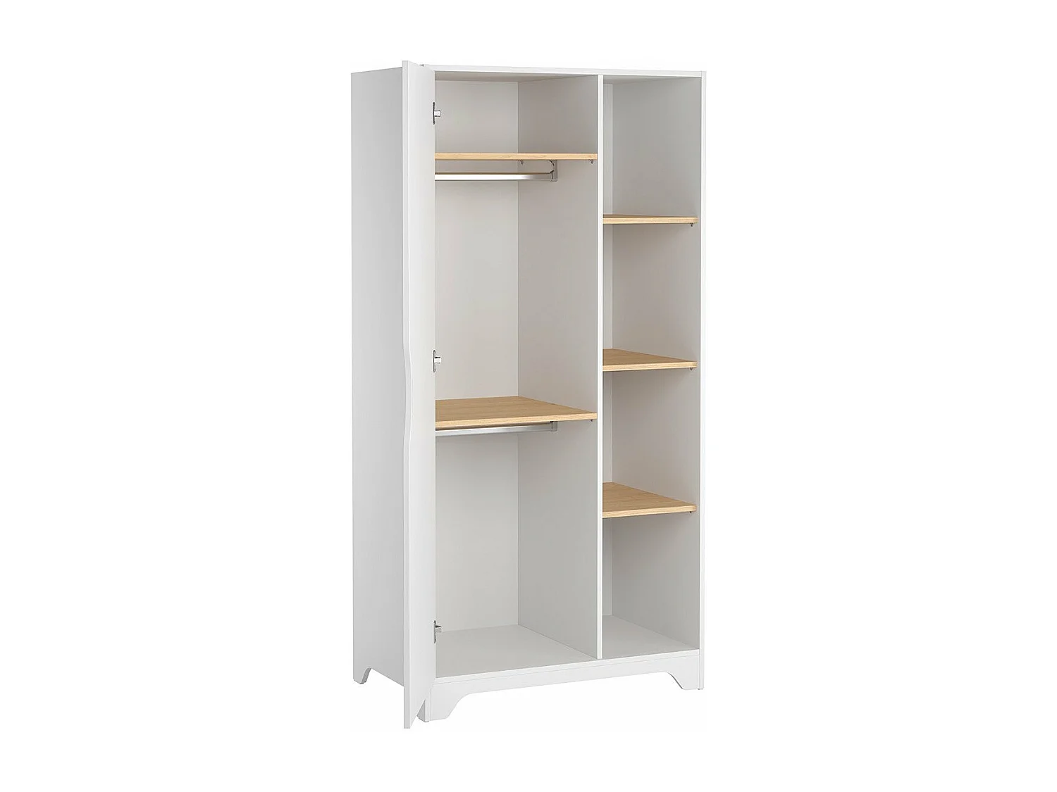 Armoire 1 Porte avec 2 Penderies et 3 Étagères Ouvertes L88.5cm - Leaf