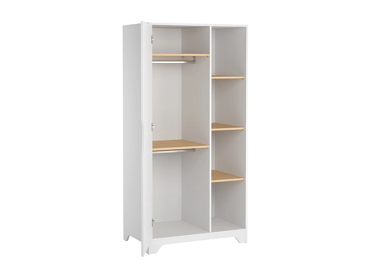 Armoire 1 Porte avec 2 Penderies et 3 Étagères Ouvertes L88.5cm - Leaf