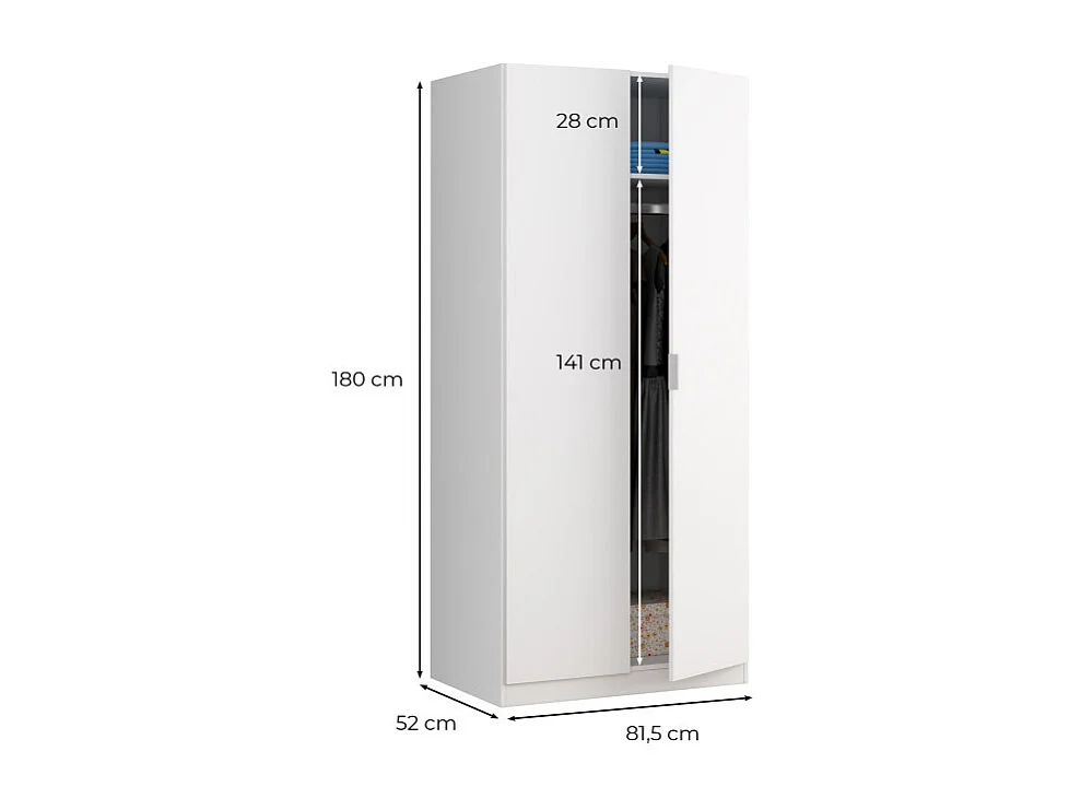 ARMARIO 2 PUERTAS 180X81X52 CM ROBLE