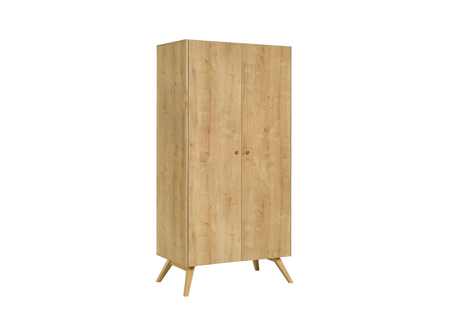 Armoire 2 portes avec penderie et 7 niches L101 cm - NATURE
